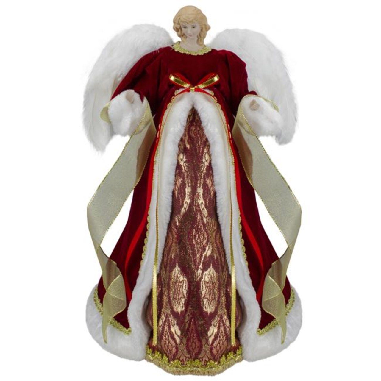 NorthLight 34308689 18 in. Red &#x26; Gold Angel Dress Christmas Tree Topper